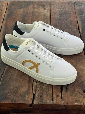 LOCi NINE White Yellow Blk Low-Top Sneaker Sz 42 Unisex Women’s 10 Men’s 9 Vegan